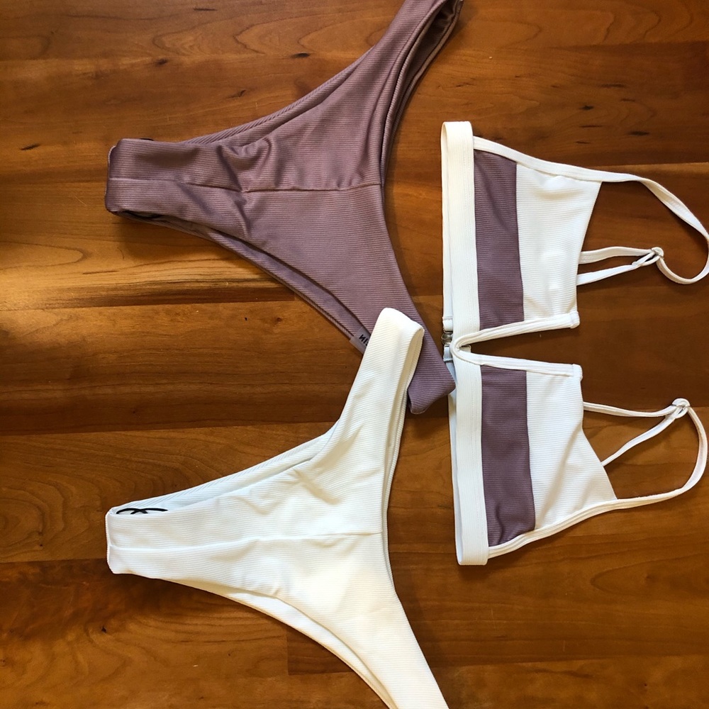 Shein 3-Pack Color Block Rib V Wired Bikini